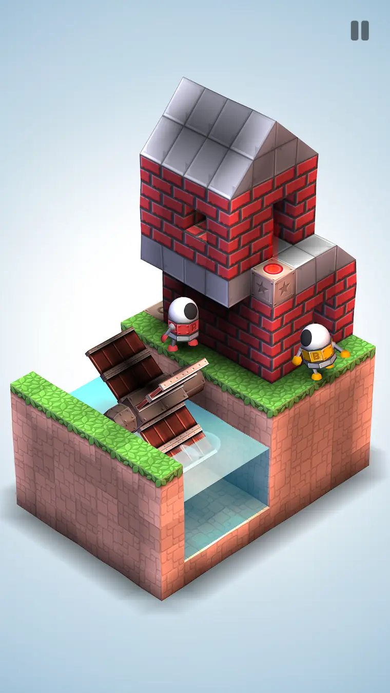 Gameplay of Mekorama: a small robot on a mechanical diorama